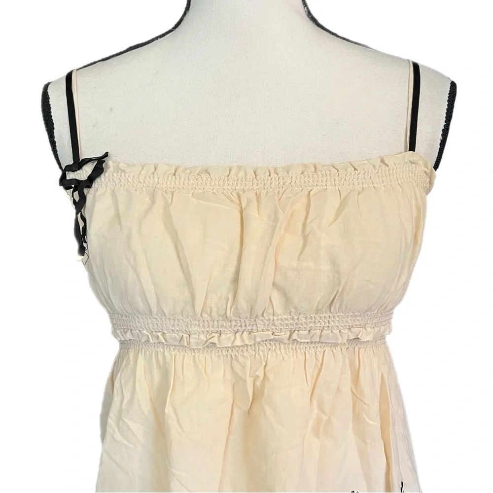 Vintage Juicy Couture Silk Cotton Smocked Embroider Babydoll Camisole - Picture 3 of 10
